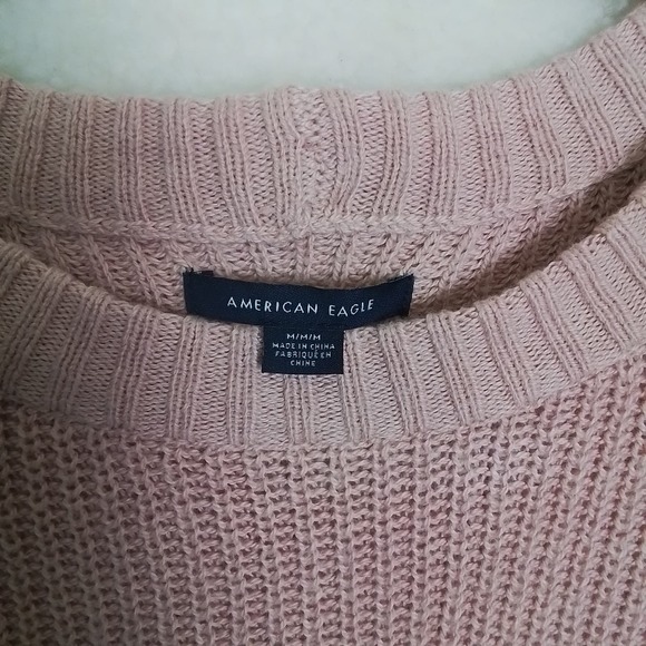 American Eagle Cotton Blend Knit Sweater Size Medium in Pink - Picture 9 of 12